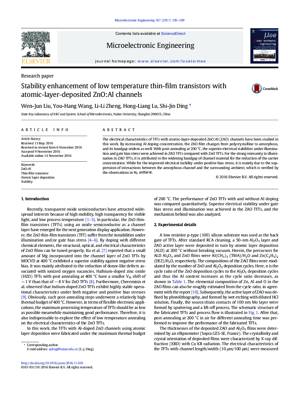 Stability enhancement of low temperature thin-film transistors with atomic-layer-deposited ZnO:Al channels