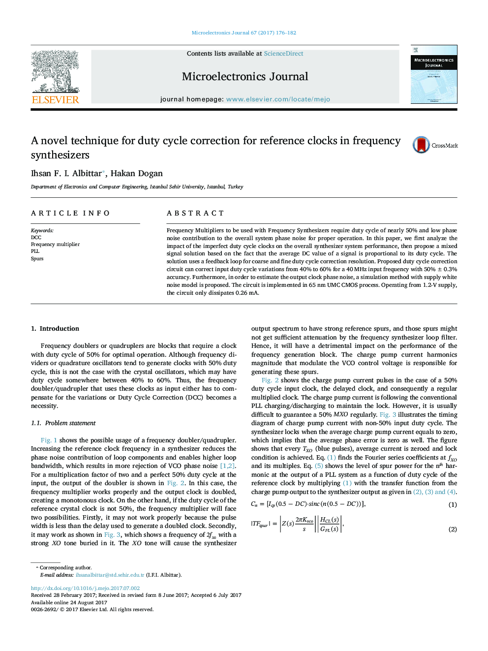 A novel technique for duty cycle correction for reference clocks in frequency synthesizers