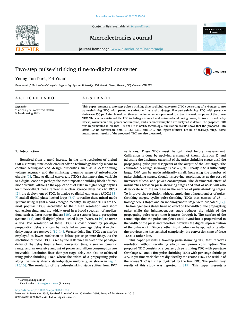 Two-step pulse-shrinking time-to-digital converter