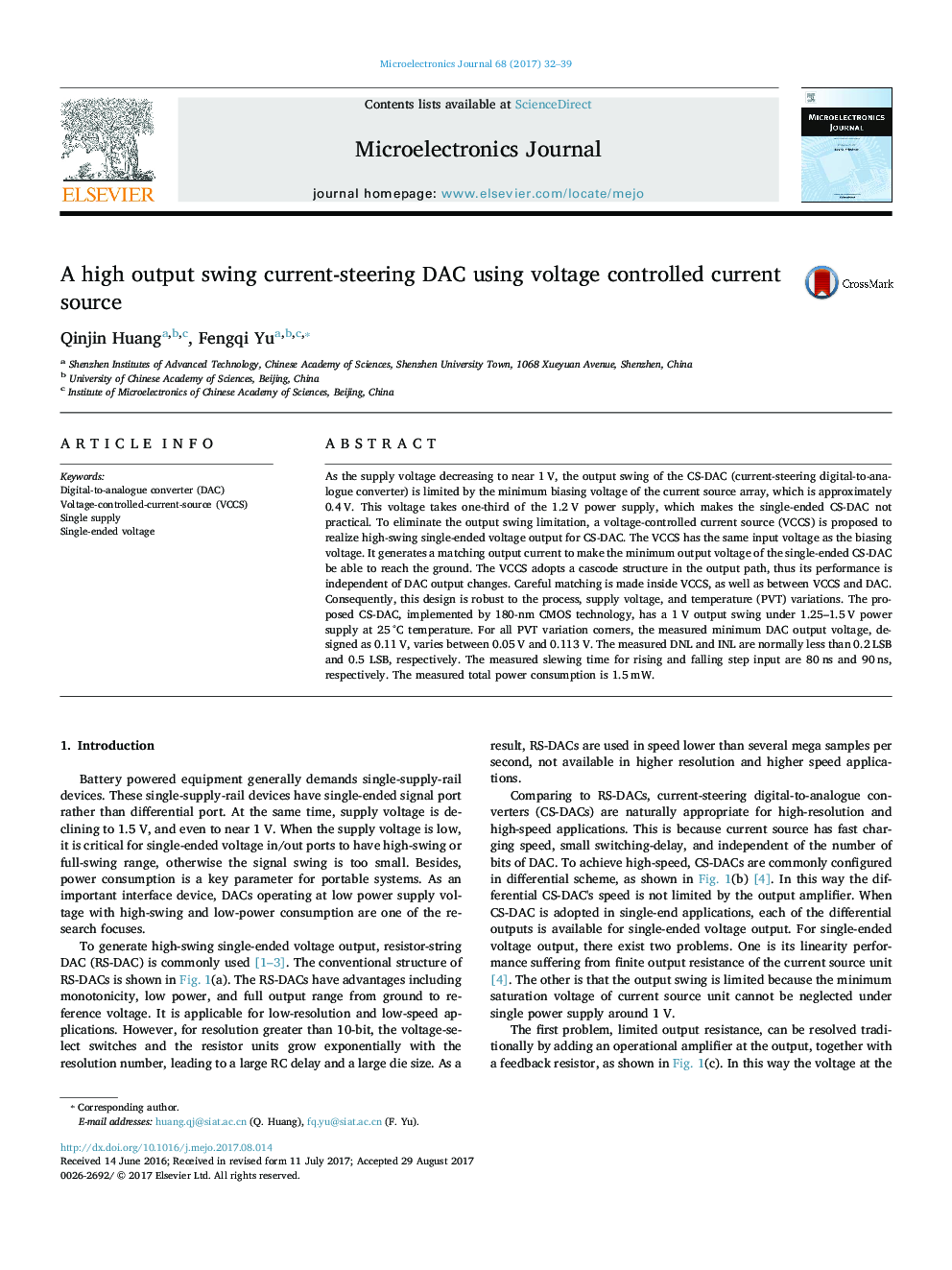 A high output swing current-steering DAC using voltage controlled current source