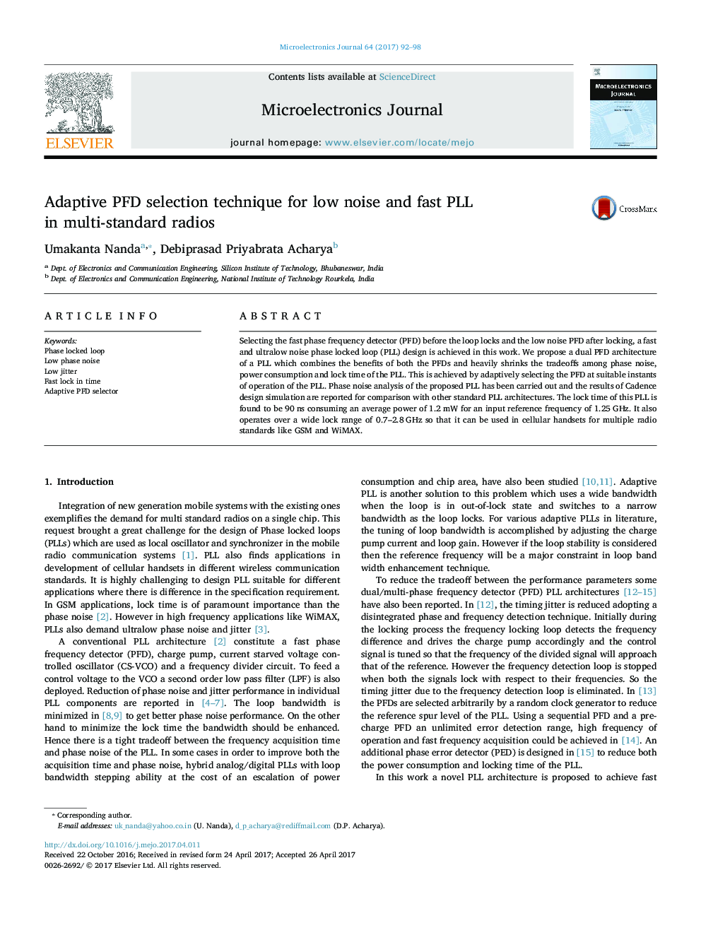 Adaptive PFD selection technique for low noise and fast PLL in multi-standard radios