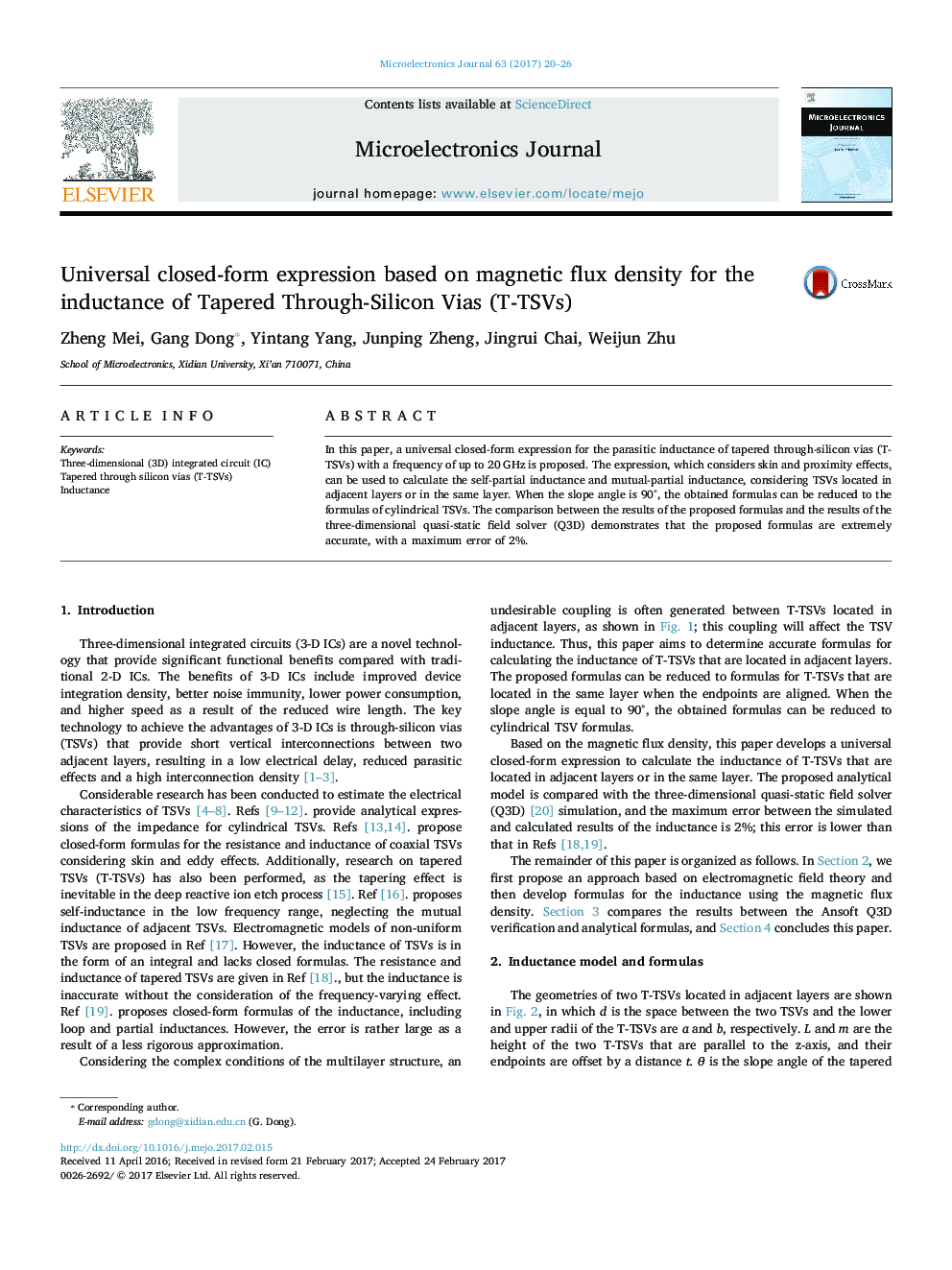 Universal closed-form expression based on magnetic flux density for the inductance of Tapered Through-Silicon Vias (T-TSVs)