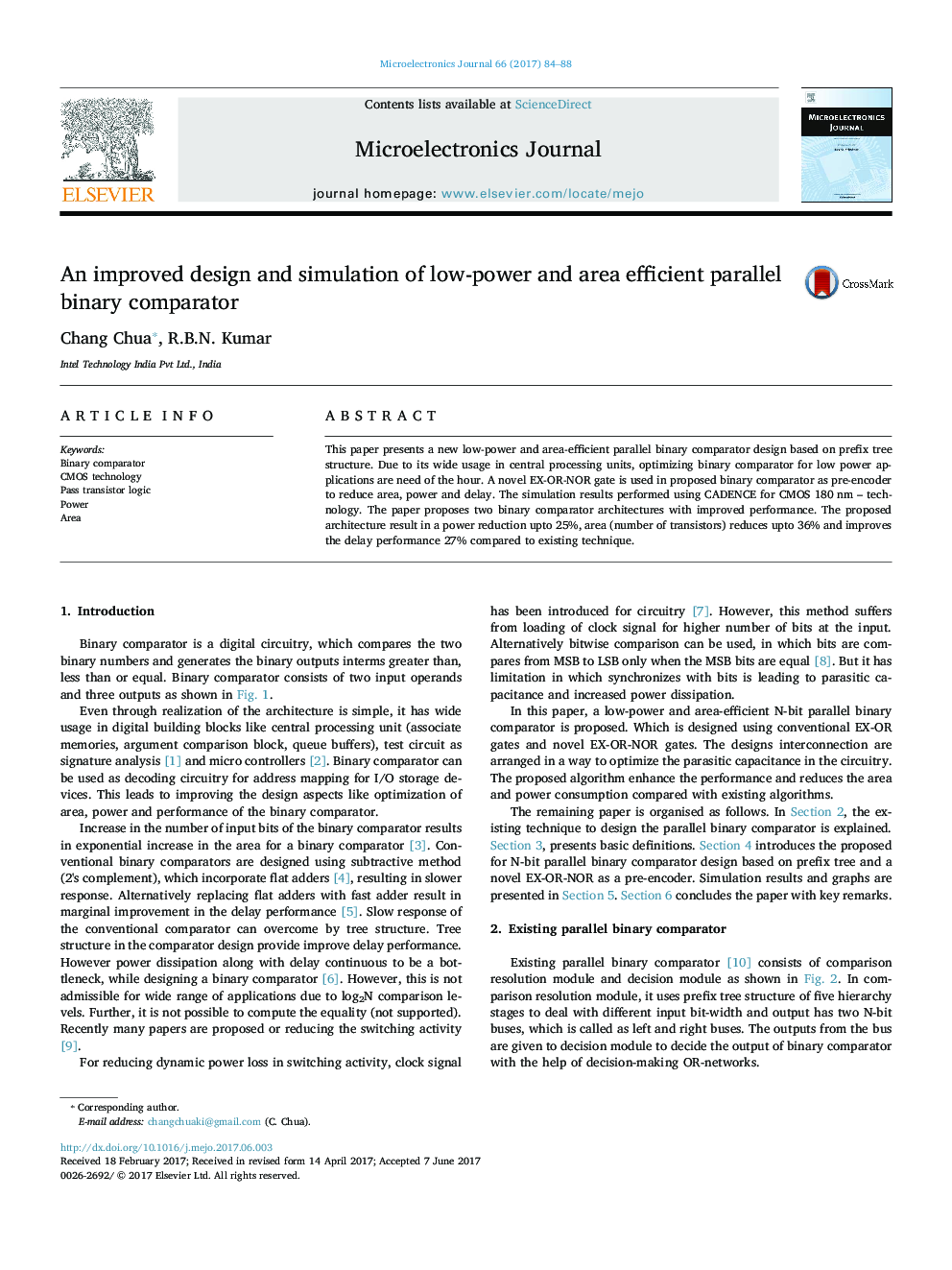 An improved design and simulation of low-power and area efficient parallel binary comparator