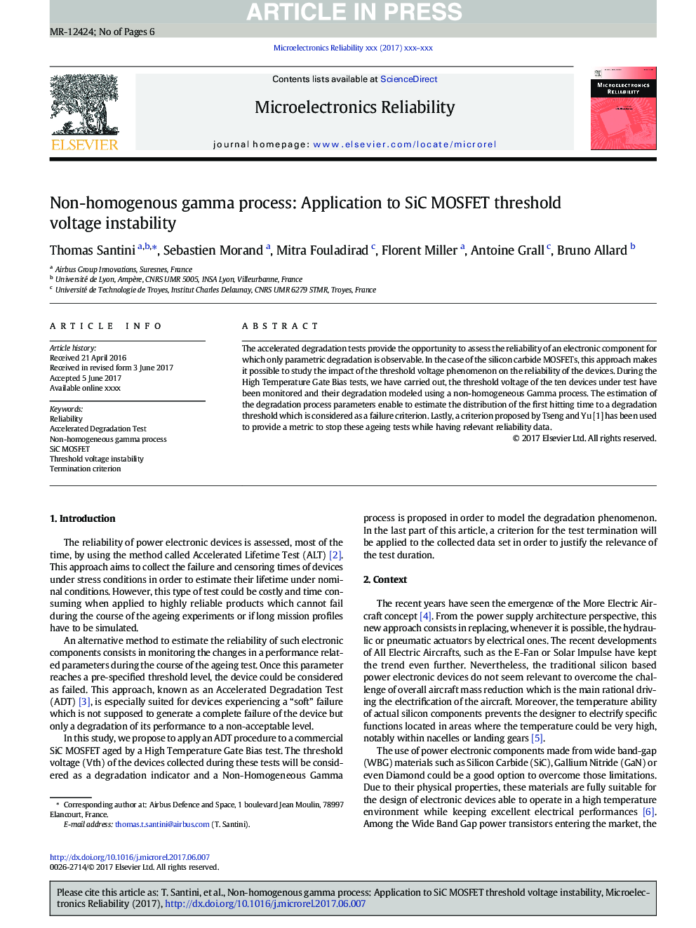 Non-homogenous gamma process: Application to SiC MOSFET threshold voltage instability