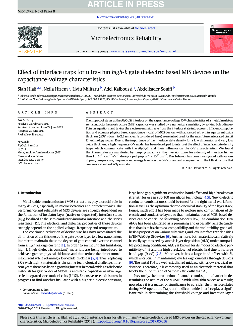 Effect of interface traps for ultra-thin high-k gate dielectric based MIS devices on the capacitance-voltage characteristics