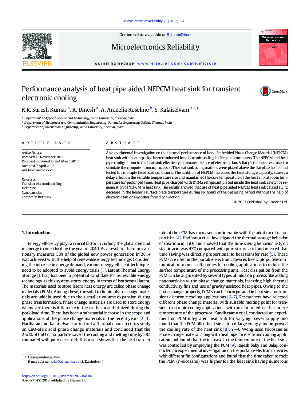 Performance analysis of heat pipe aided NEPCM heat sink for transient electronic cooling