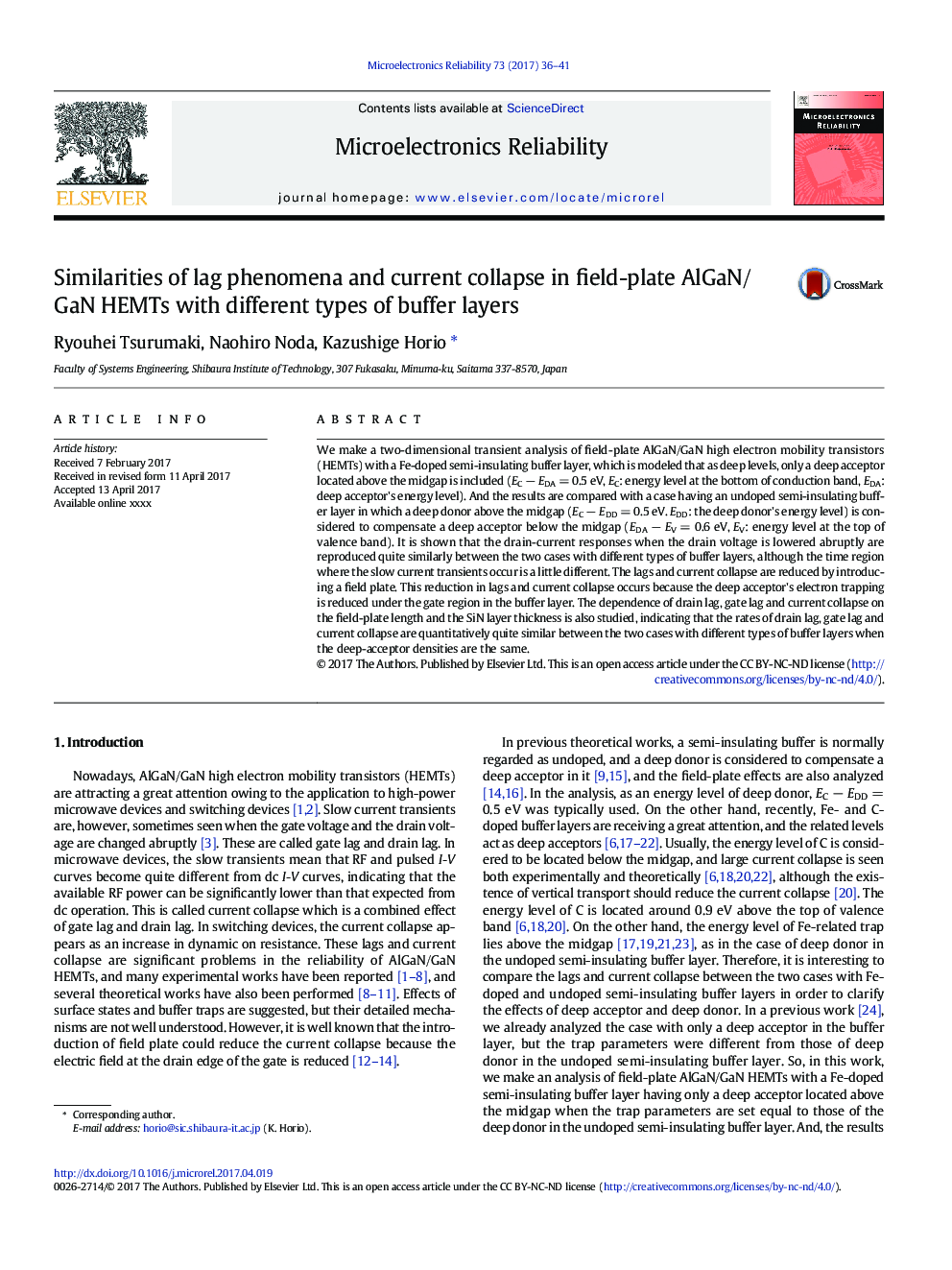 Similarities of lag phenomena and current collapse in field-plate AlGaN/GaN HEMTs with different types of buffer layers