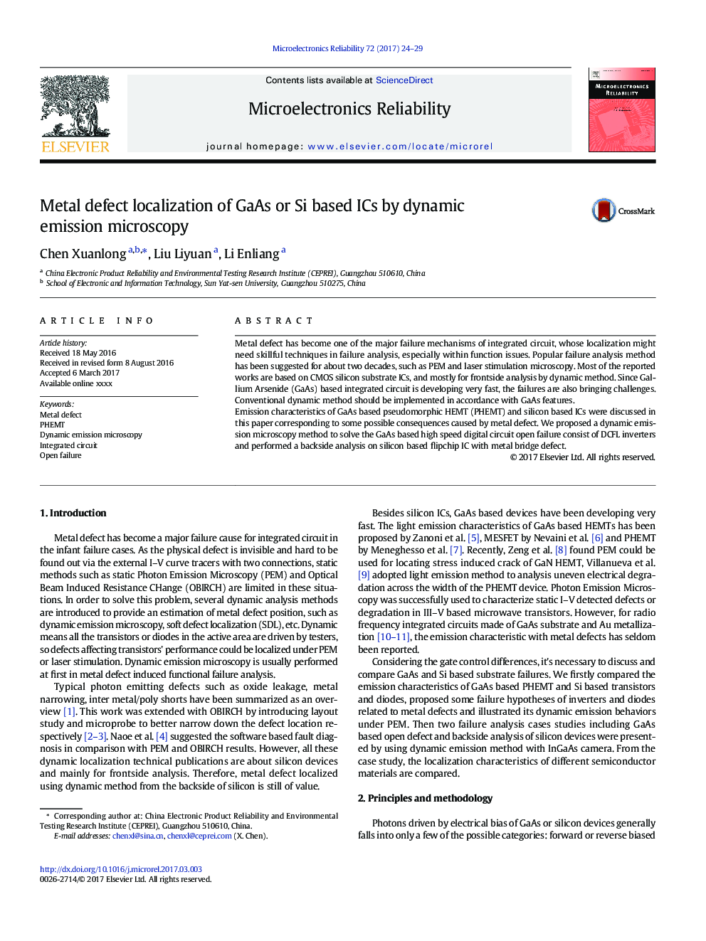 Metal defect localization of GaAs or Si based ICs by dynamic emission microscopy