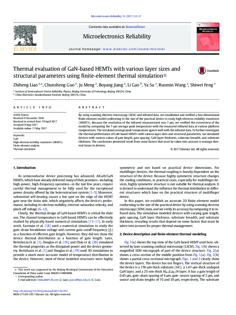 Thermal evaluation of GaN-based HEMTs with various layer sizes and structural parameters using finite-element thermal simulation