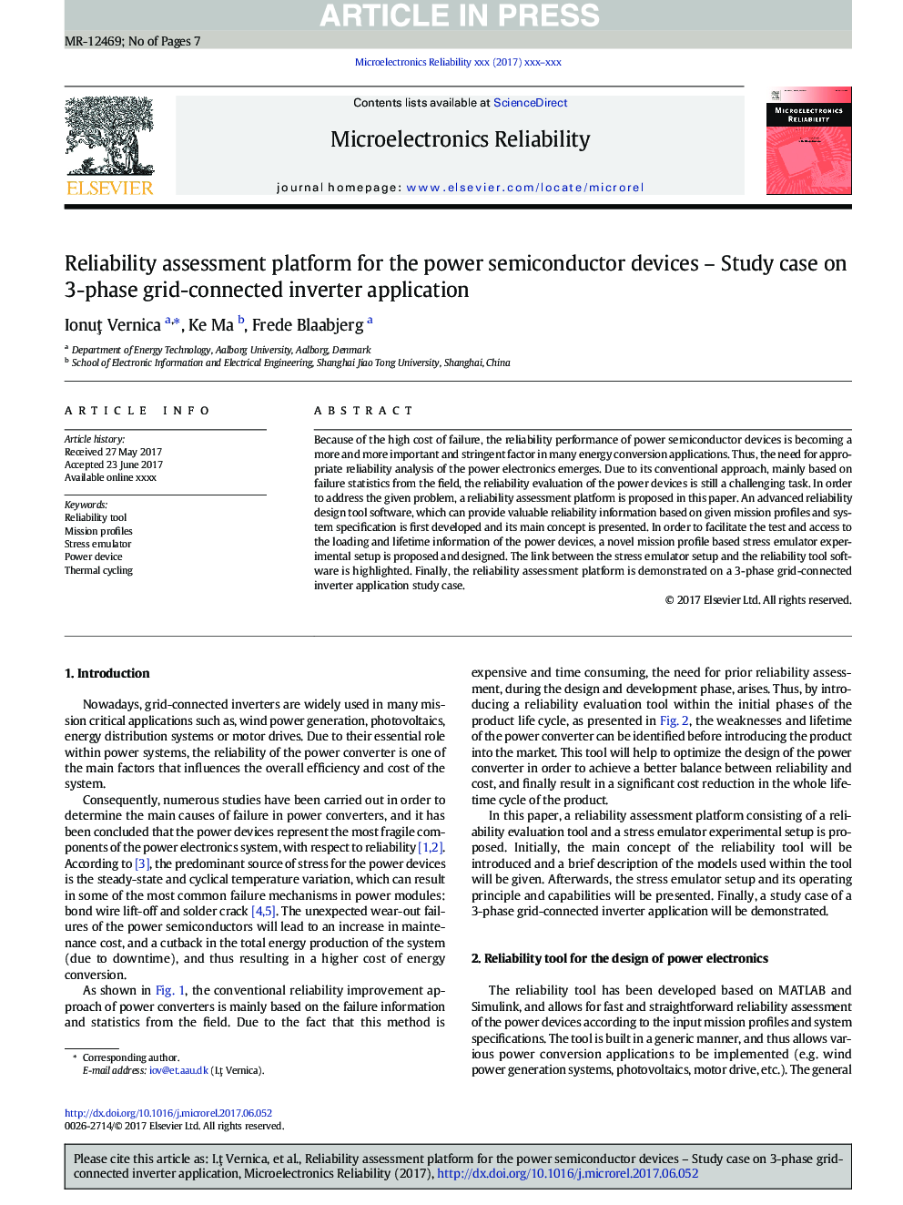 Reliability assessment platform for the power semiconductor devices - Study case on 3-phase grid-connected inverter application