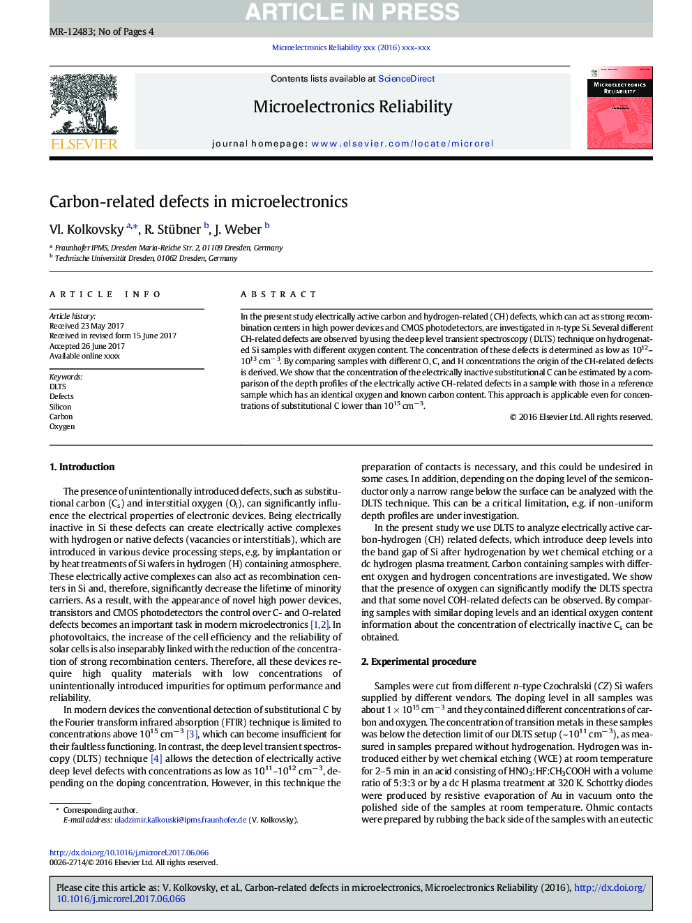 Carbon-related defects in microelectronics