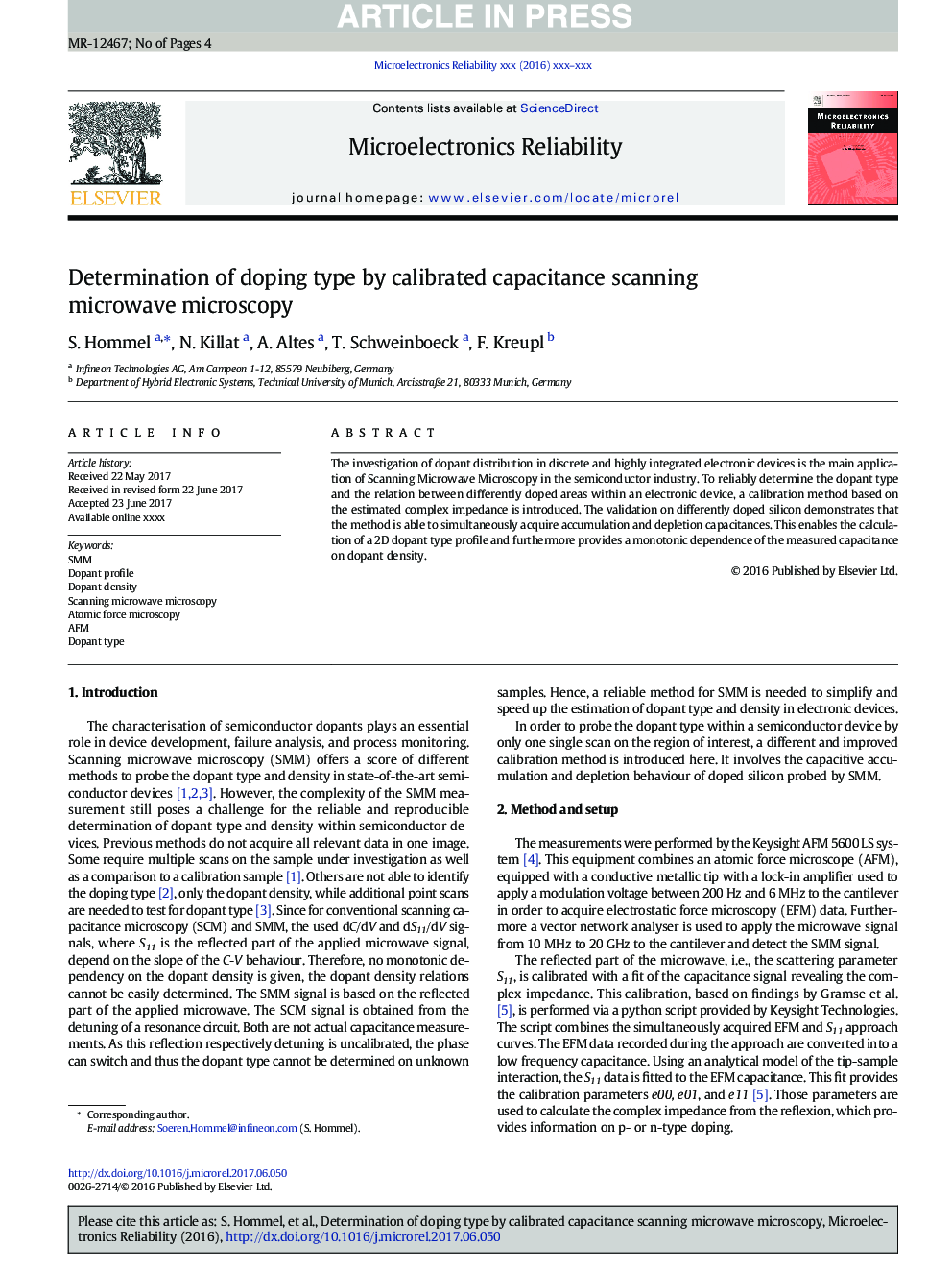 Determination of doping type by calibrated capacitance scanning microwave microscopy