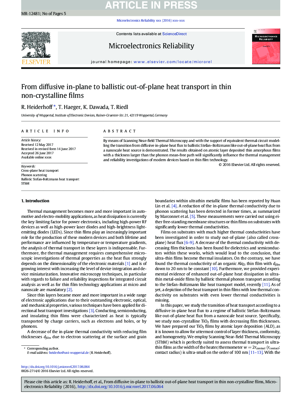 From diffusive in-plane to ballistic out-of-plane heat transport in thin non-crystalline films