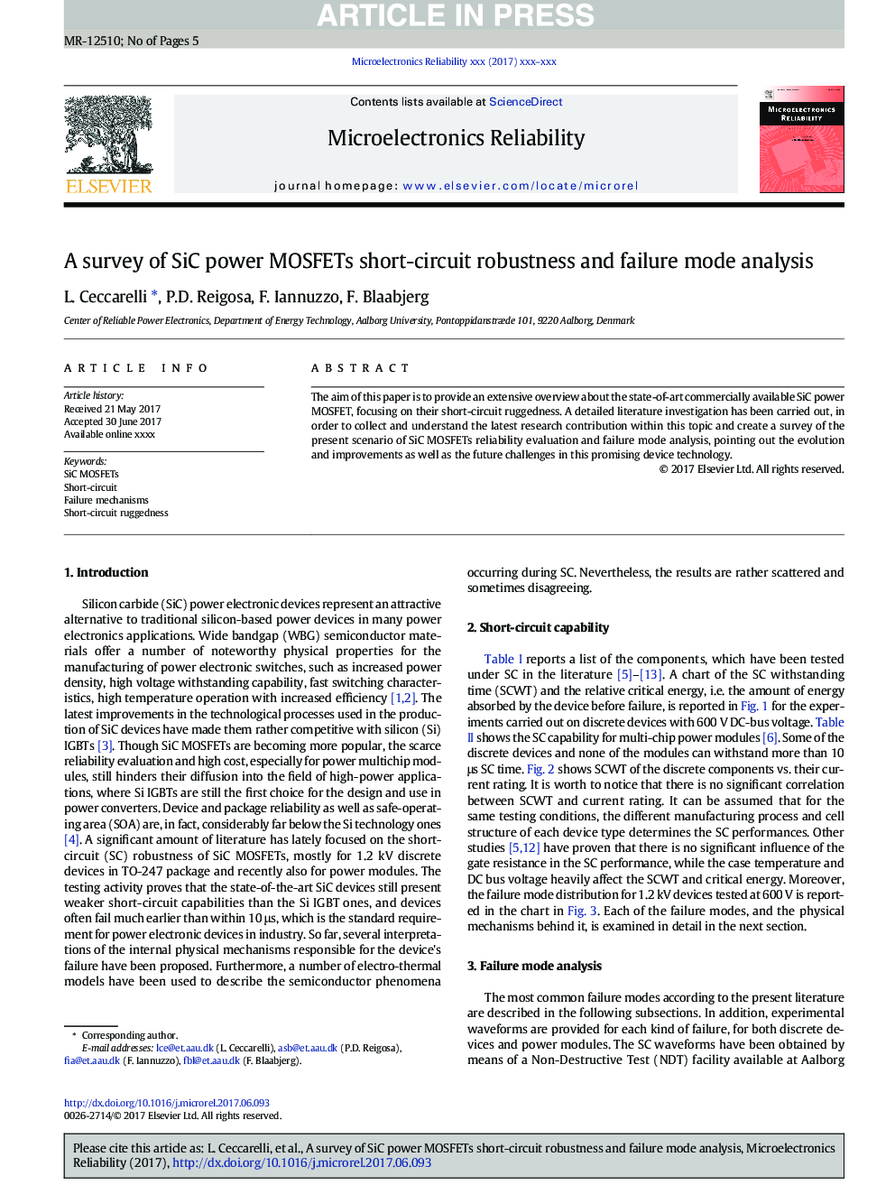 A survey of SiC power MOSFETs short-circuit robustness and failure mode analysis