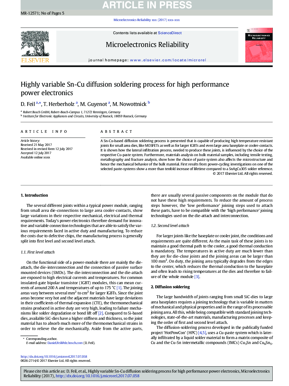 Highly variable Sn-Cu diffusion soldering process for high performance power electronics