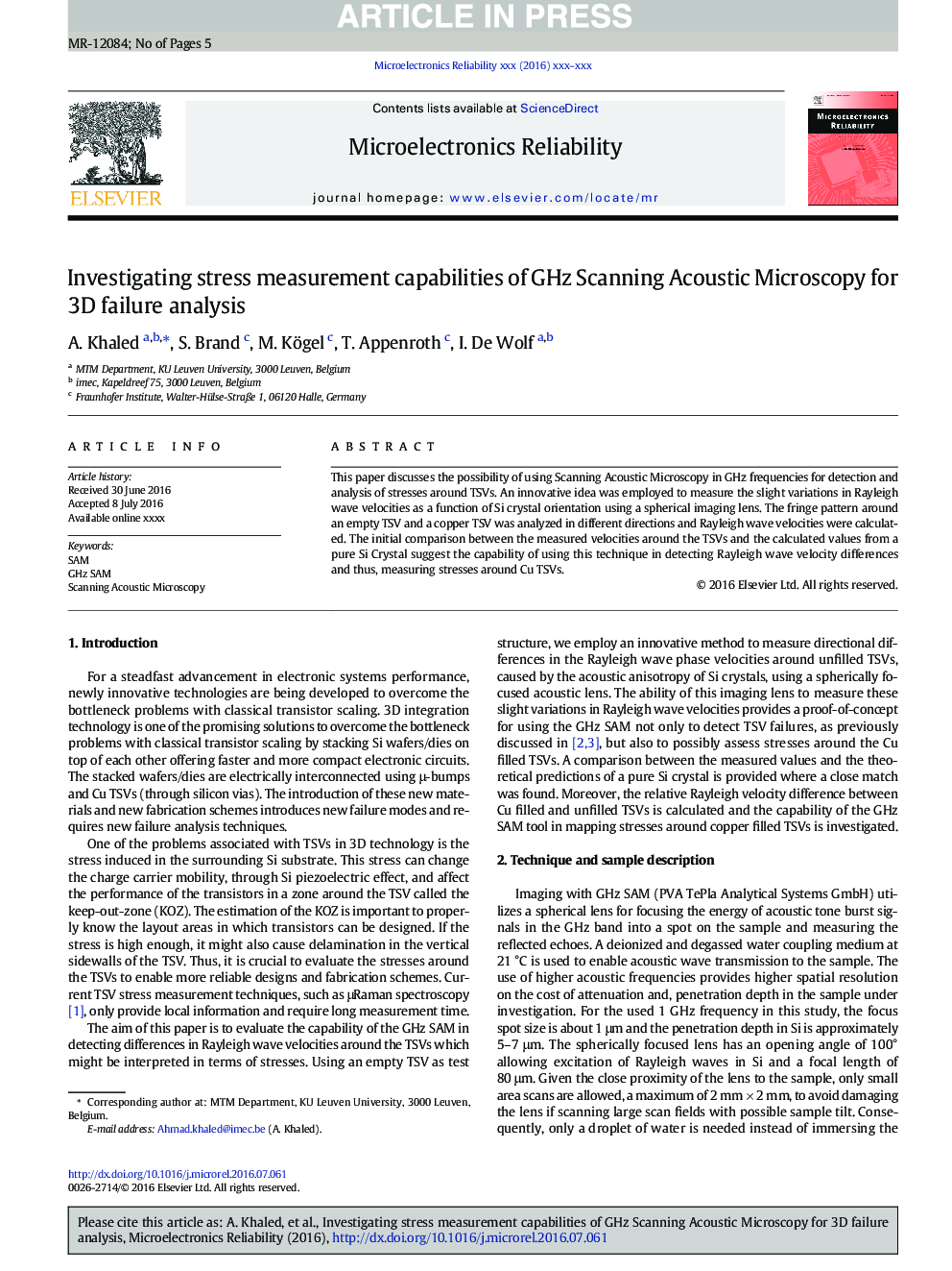 Investigating stress measurement capabilities of GHz Scanning Acoustic Microscopy for 3D failure analysis