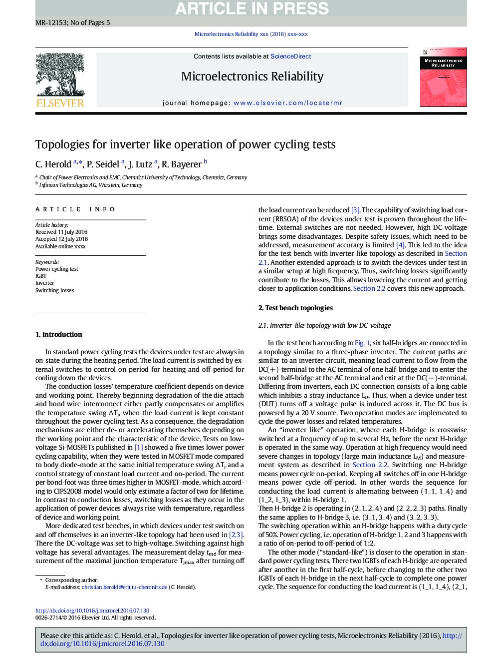 Topologies for inverter like operation of power cycling tests