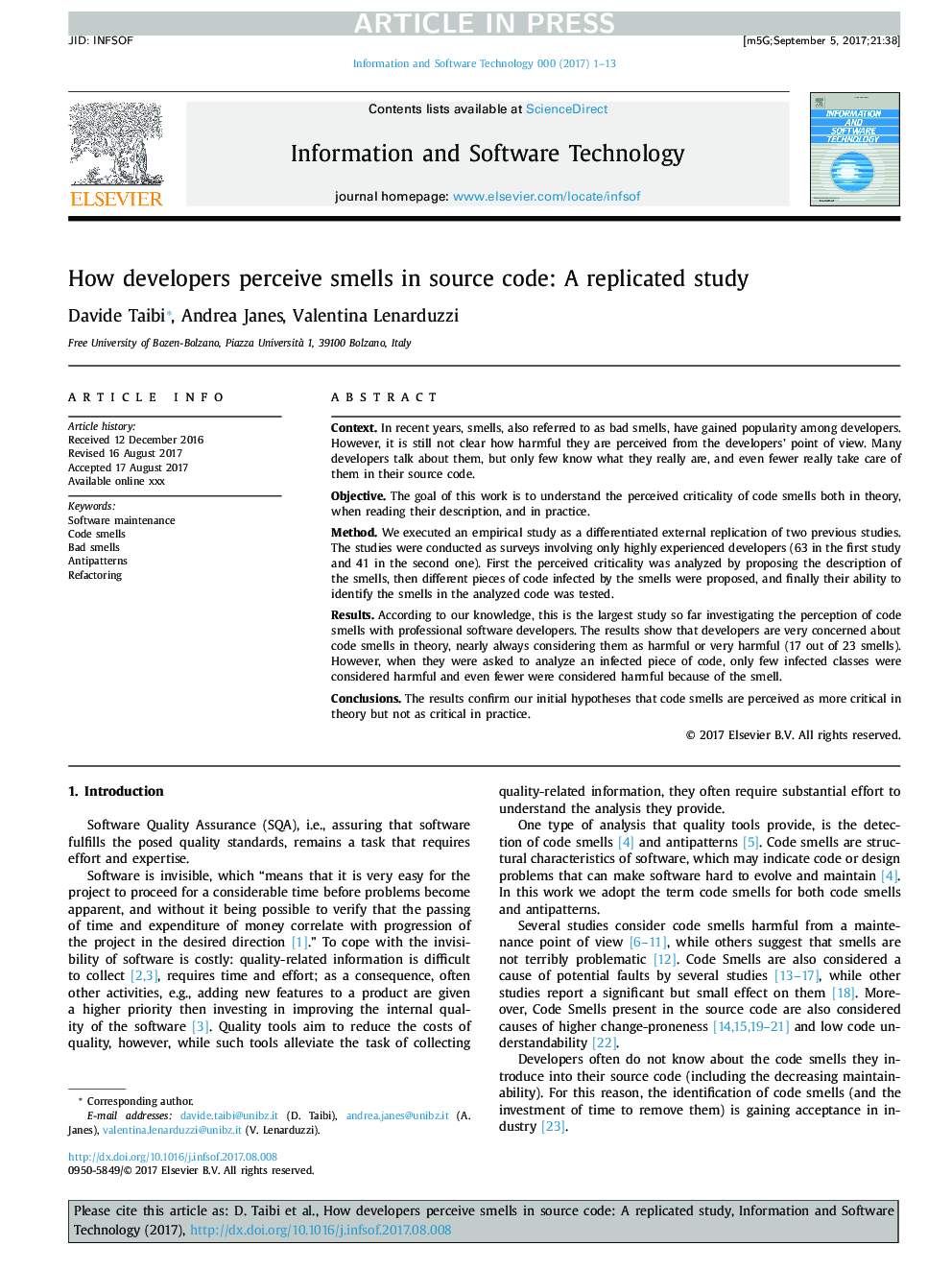 How developers perceive smells in source code: A replicated study