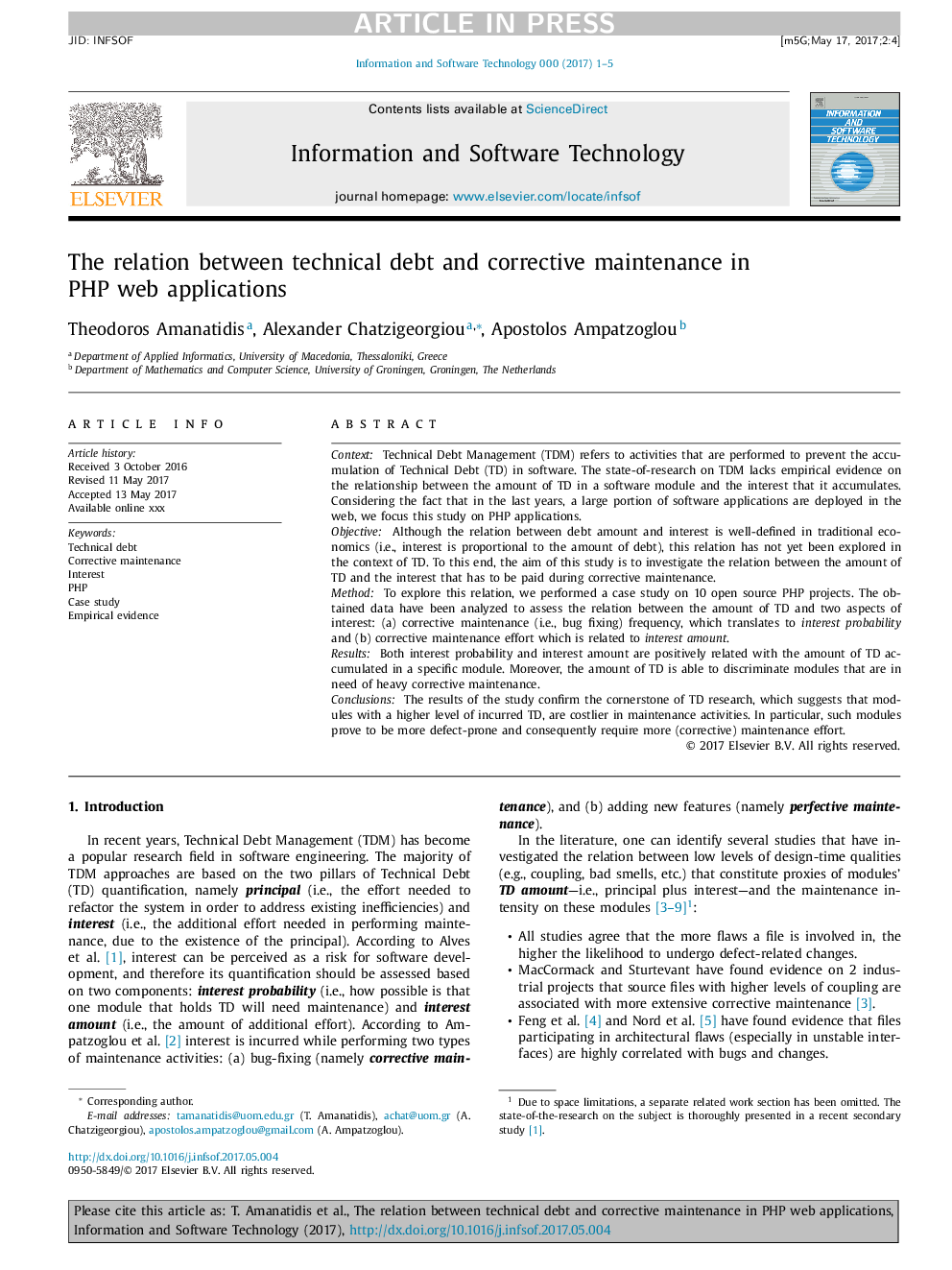 The relation between technical debt and corrective maintenance in PHP web applications