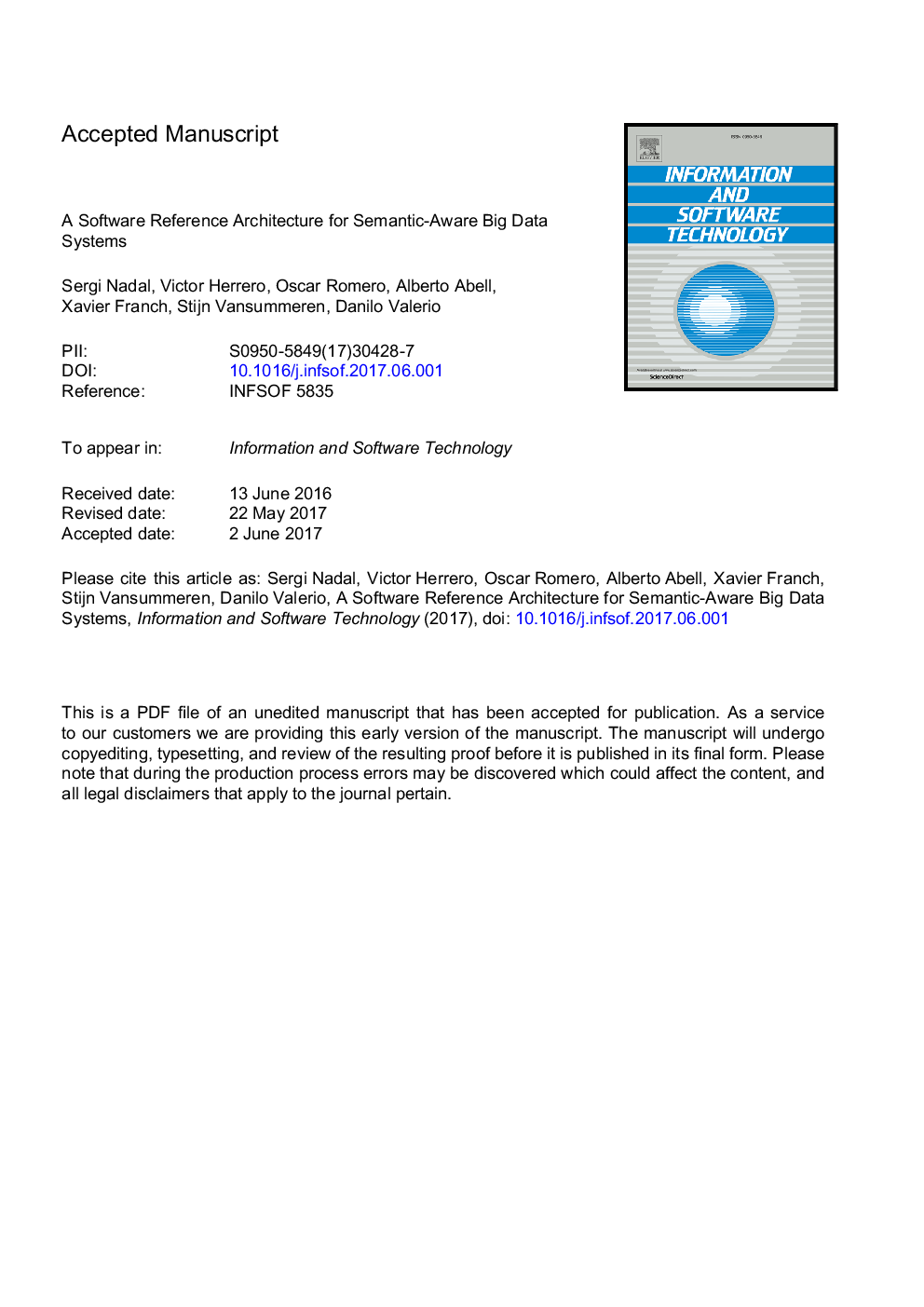 A software reference architecture for semantic-aware Big Data systems