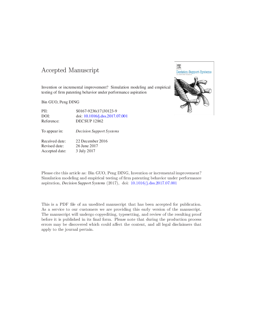 Invention or incremental improvement? Simulation modeling and empirical testing of firm patenting behavior under performance aspiration