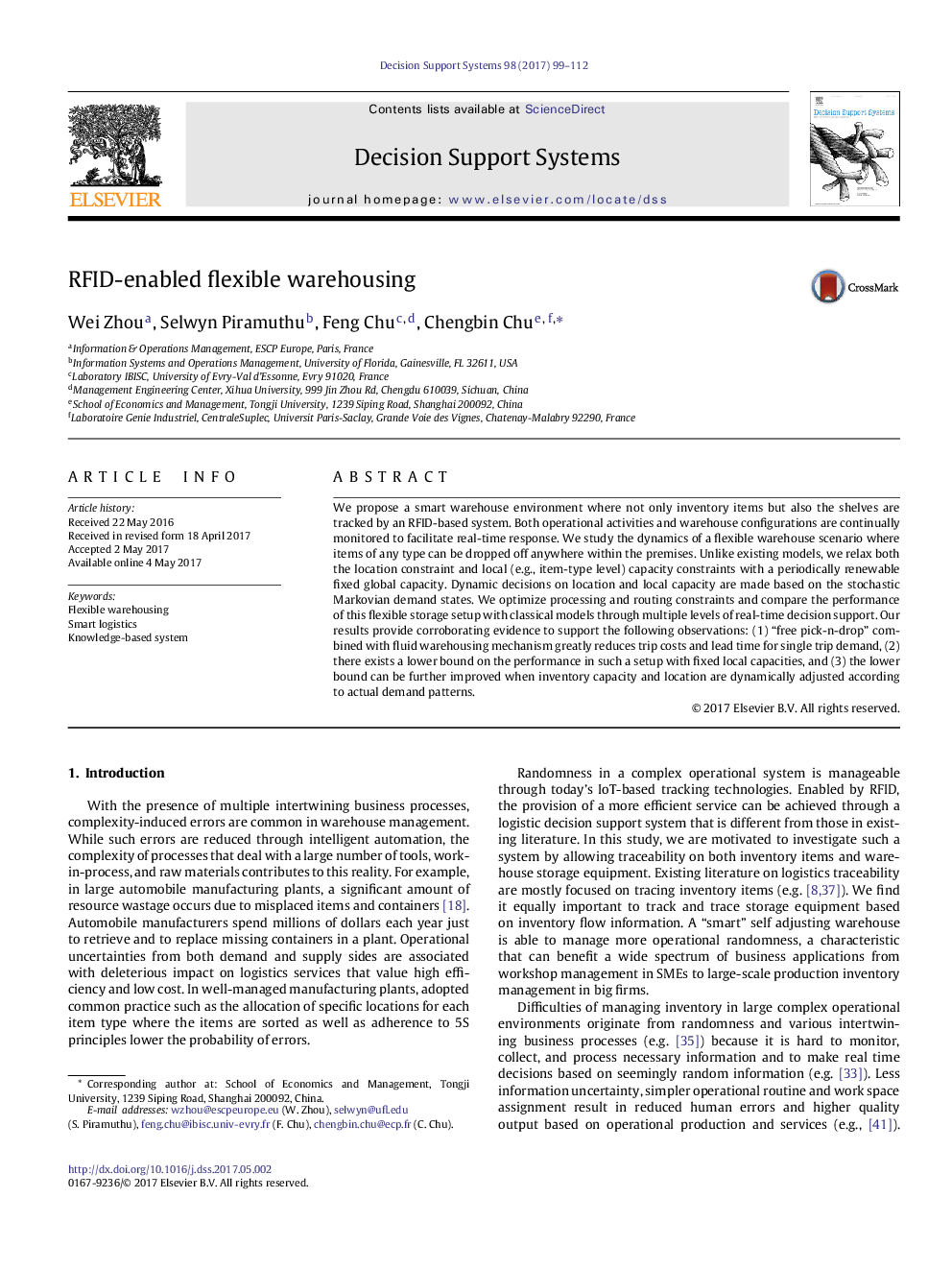 RFID-enabled flexible warehousing