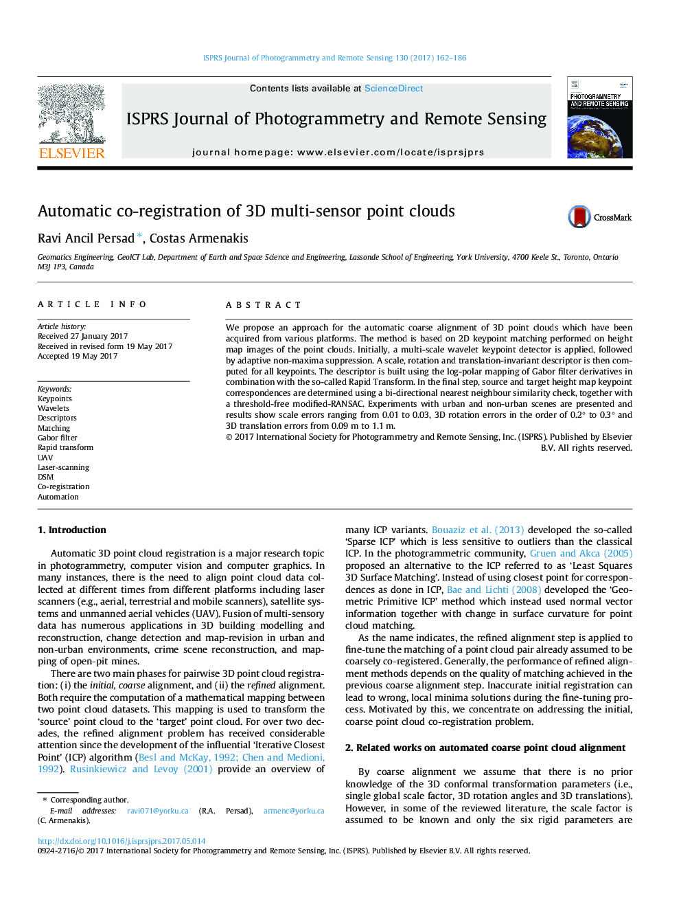 Automatic co-registration of 3D multi-sensor point clouds