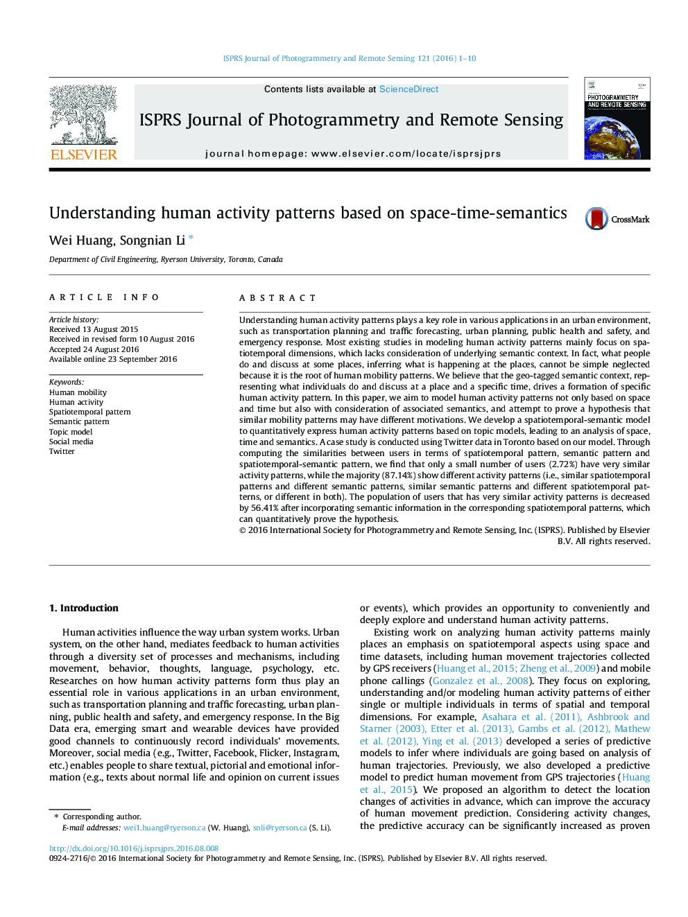 Understanding human activity patterns based on space-time-semantics