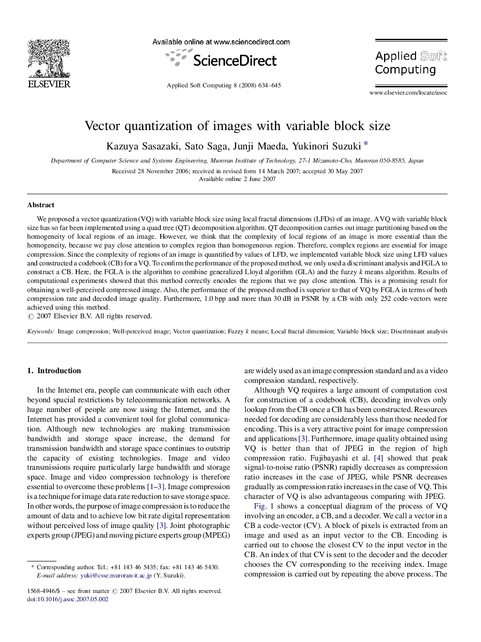 Vector quantization of images with variable block size