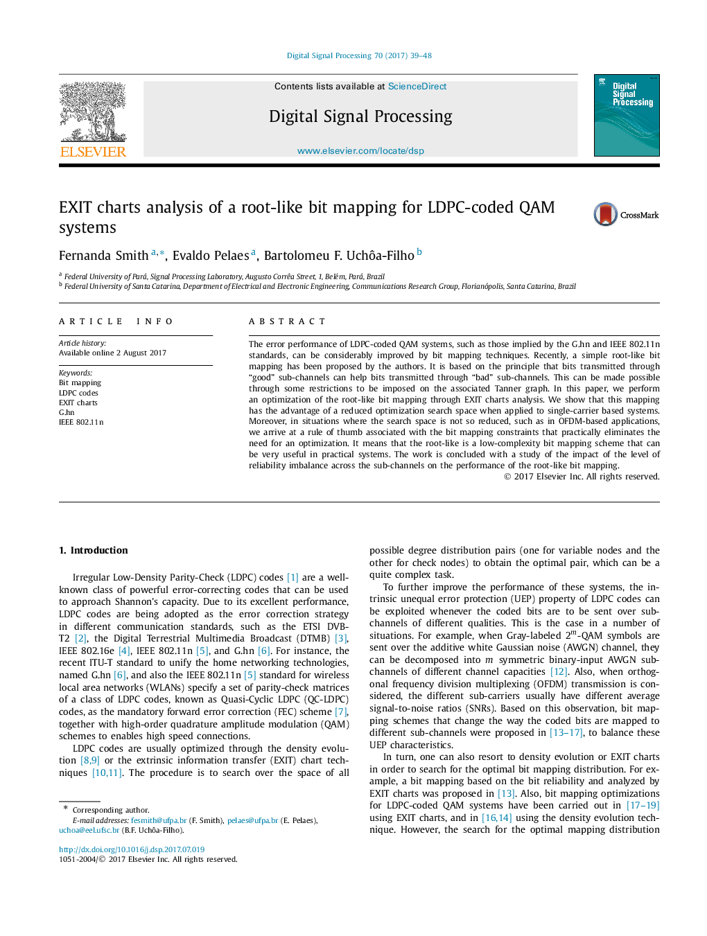 EXIT charts analysis of a root-like bit mapping for LDPC-coded QAM systems