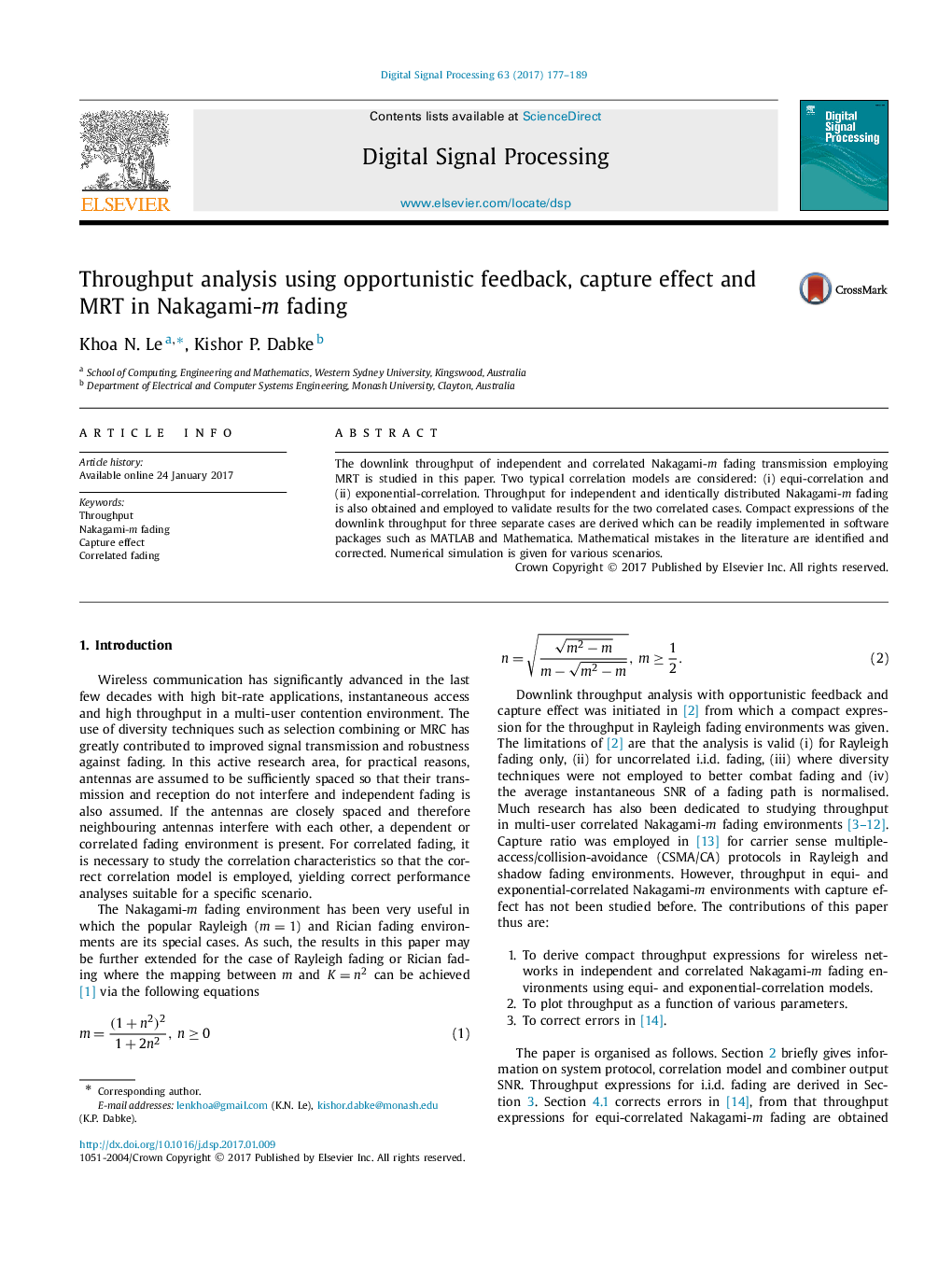 Throughput analysis using opportunistic feedback, capture effect and MRT in Nakagami-m fading