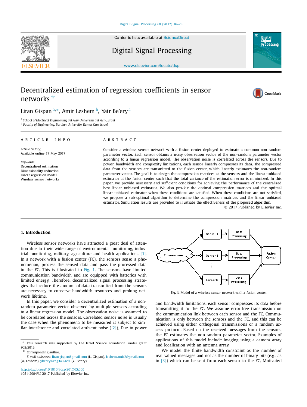 Decentralized estimation of regression coefficients in sensor networks