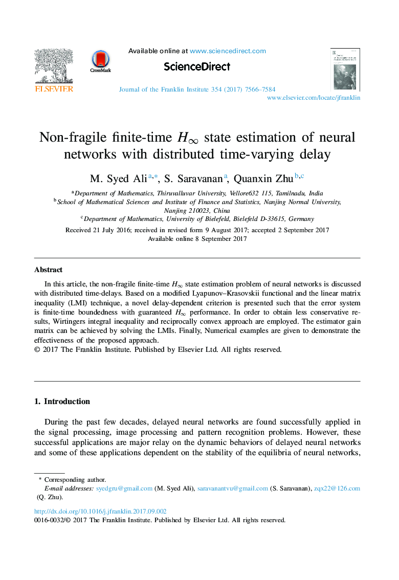 Non-fragile finite-time Hâ state estimation of neural networks with distributed time-varying delay