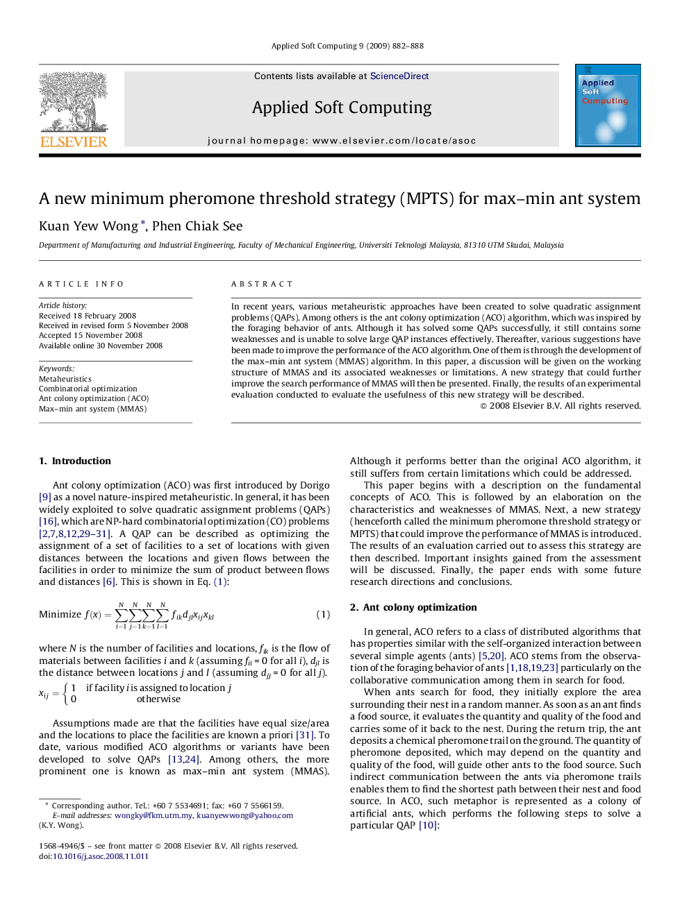 A new minimum pheromone threshold strategy (MPTS) for max–min ant system