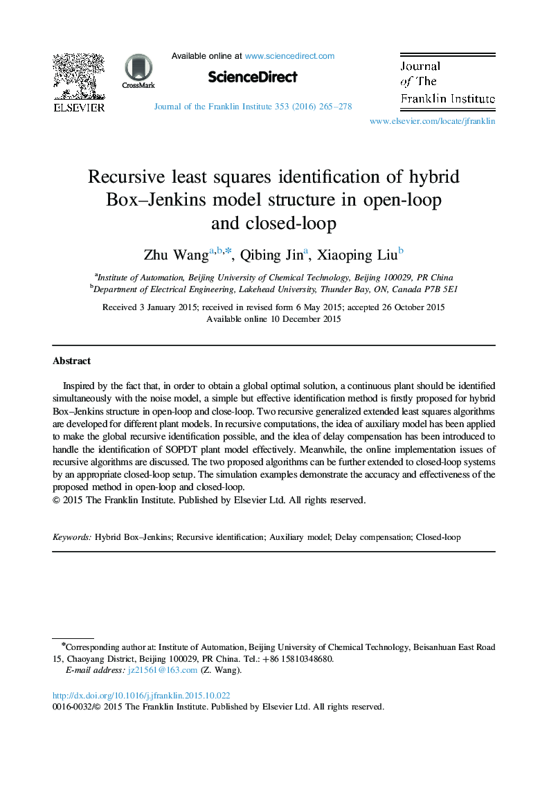 Recursive least squares identification of hybrid Box-Jenkins model structure in open-loop and closed-loop