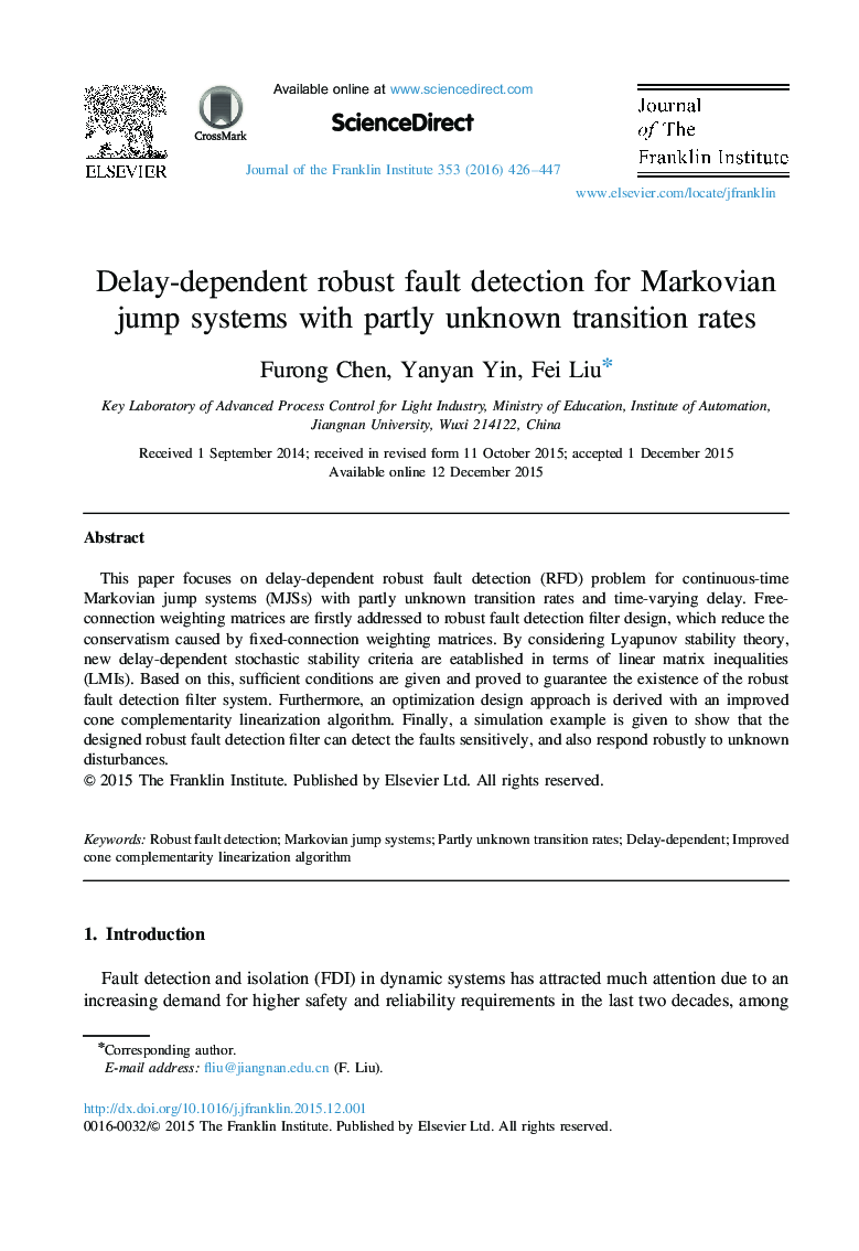 Delay-dependent robust fault detection for Markovian jump systems with partly unknown transition rates