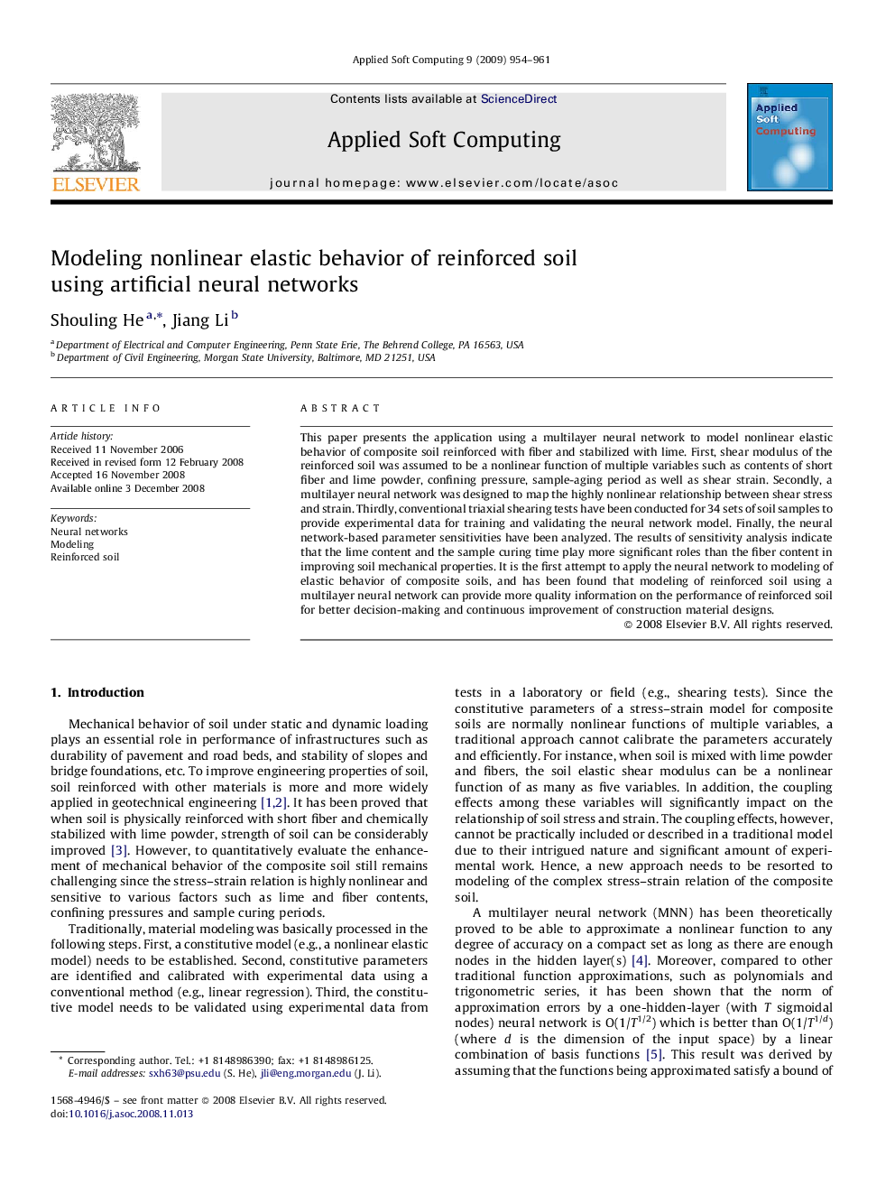 Modeling nonlinear elastic behavior of reinforced soil using artificial neural networks