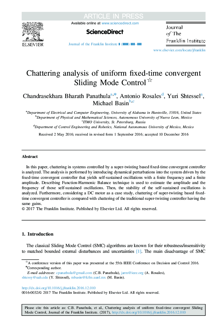 Chattering analysis of uniform fixed-time convergent Sliding Mode Control