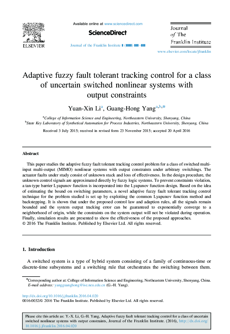 Adaptive fuzzy fault tolerant tracking control for a class of uncertain switched nonlinear systems with output constraints