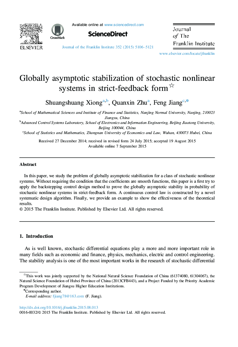 Globally asymptotic stabilization of stochastic nonlinear systems in strict-feedback form