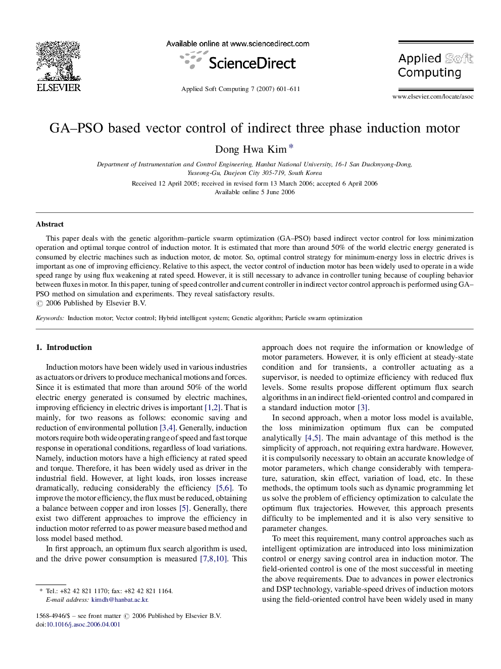 GA-PSO based vector control of indirect three phase induction motor