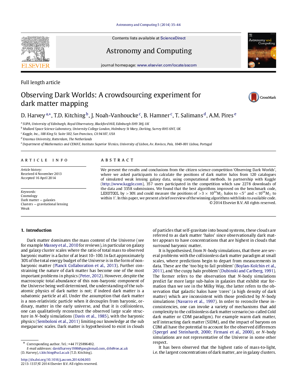 Observing Dark Worlds: A crowdsourcing experiment for dark matter mapping