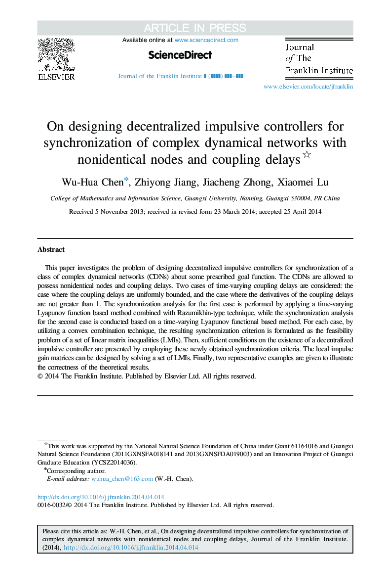 On designing decentralized impulsive controllers for synchronization of complex dynamical networks with nonidentical nodes and coupling delays