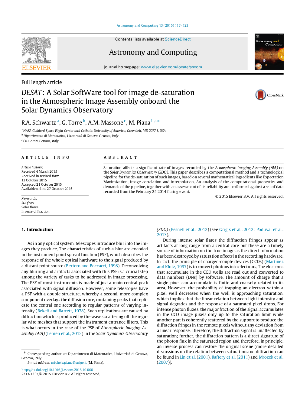 DESAT: A Solar SoftWare tool for image de-saturation in the Atmospheric Image Assembly onboard the Solar Dynamics Observatory