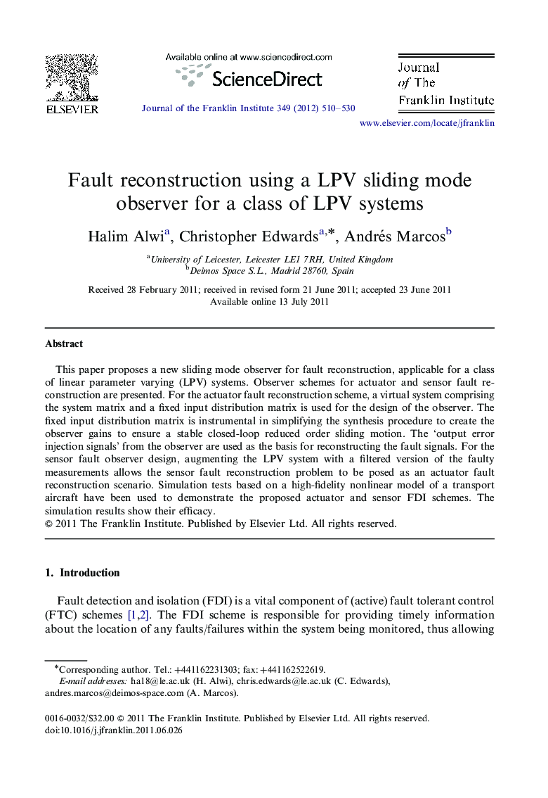 Fault reconstruction using a LPV sliding mode observer for a class of LPV systems