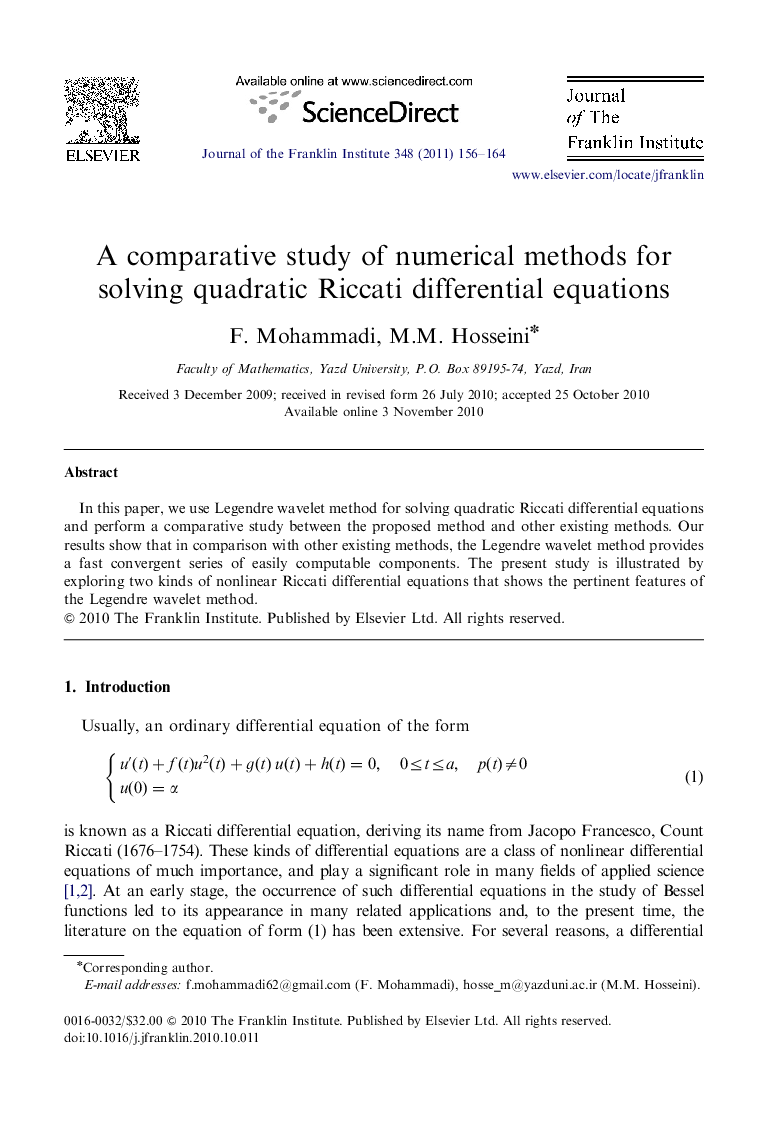 A comparative study of numerical methods for solving quadratic Riccati differential equations