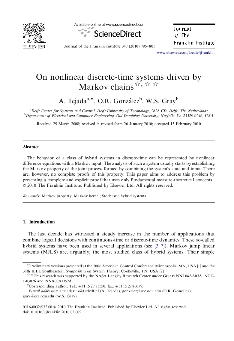 On nonlinear discrete-time systems driven by Markov chains