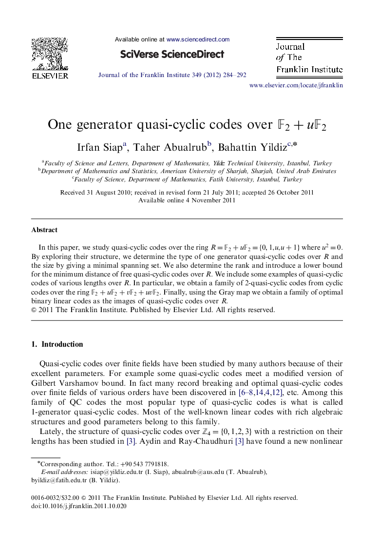 One generator quasi-cyclic codes over F2+uF2