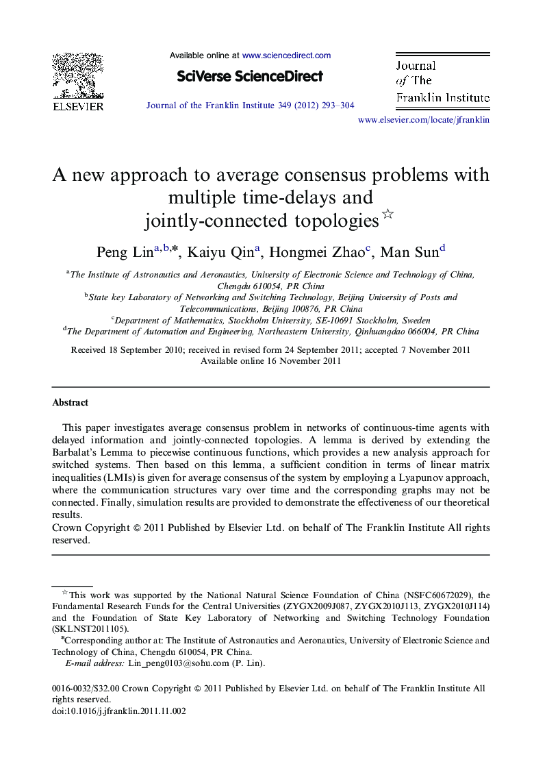 A new approach to average consensus problems with multiple time-delays and jointly-connected topologies