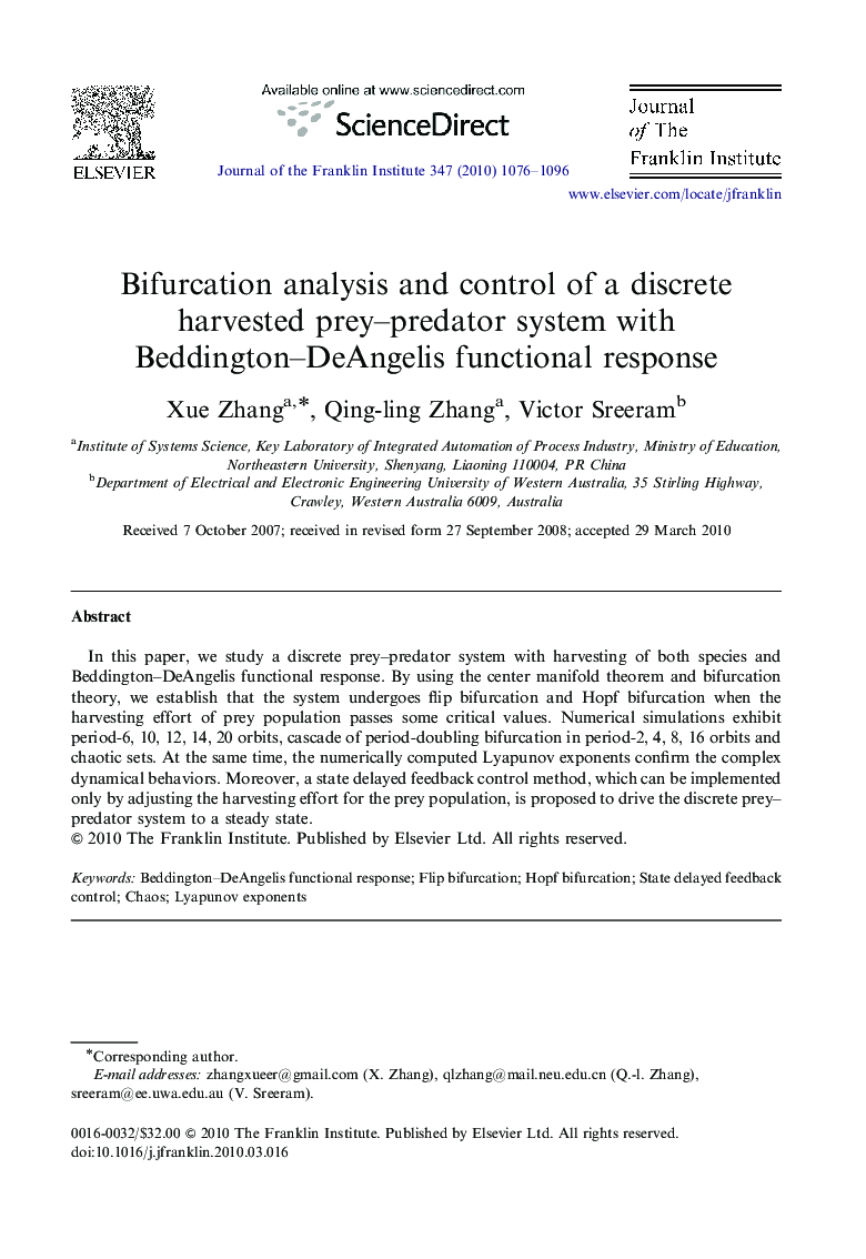 Bifurcation analysis and control of a discrete harvested prey-predator system with Beddington-DeAngelis functional response